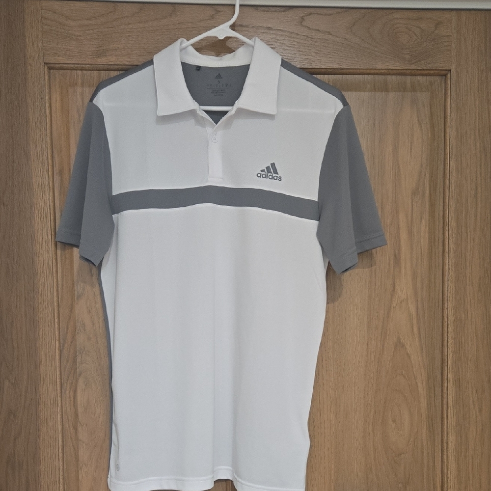 Adidas Men's Polo Shirt in White and Gray